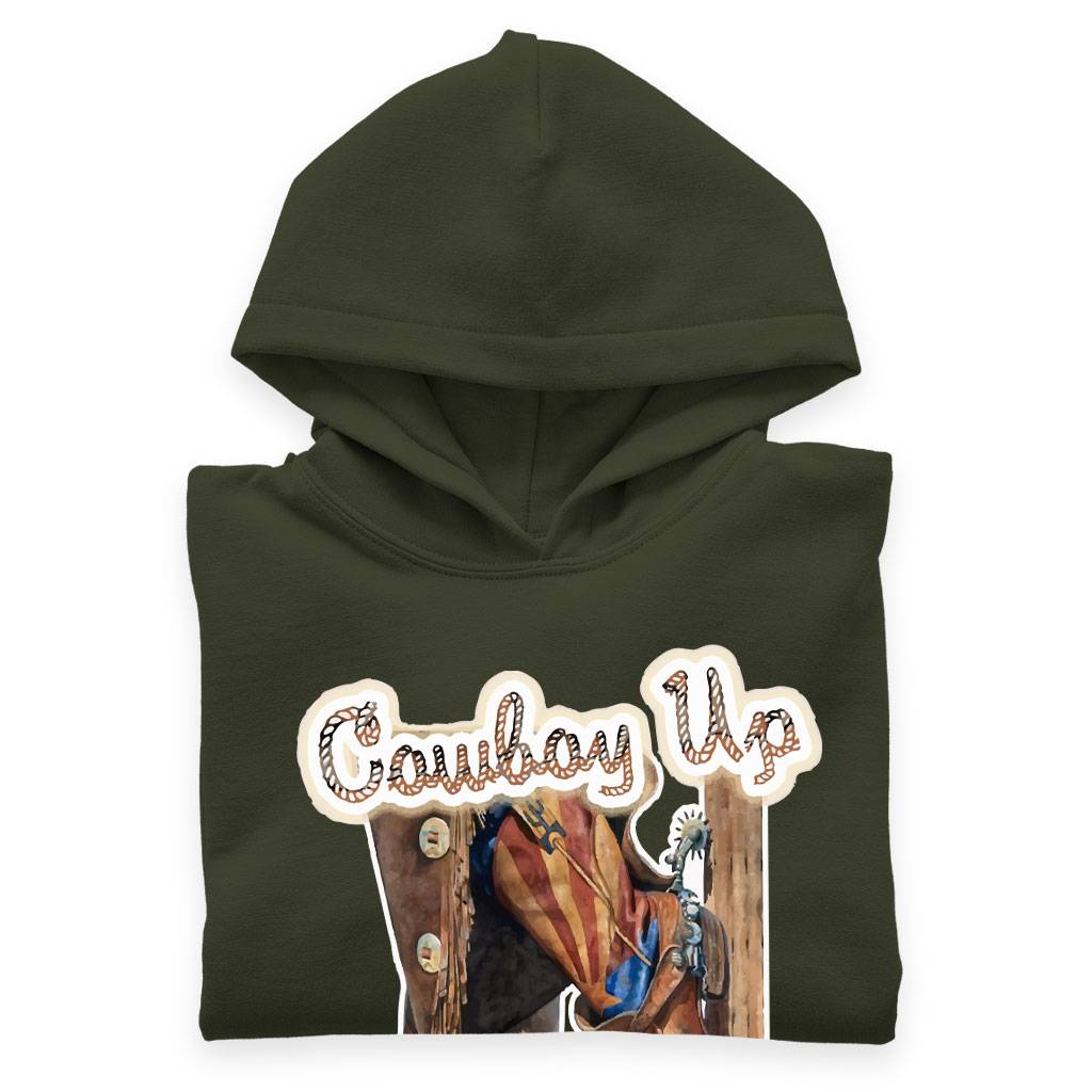 60113-2b9d80.jpeg Kids' Sponge Fleece Cowboy Up Hoodie - Vintage Hoodies Kids & Baby Kids' Clothing Color : Military Green|Mauve|Black