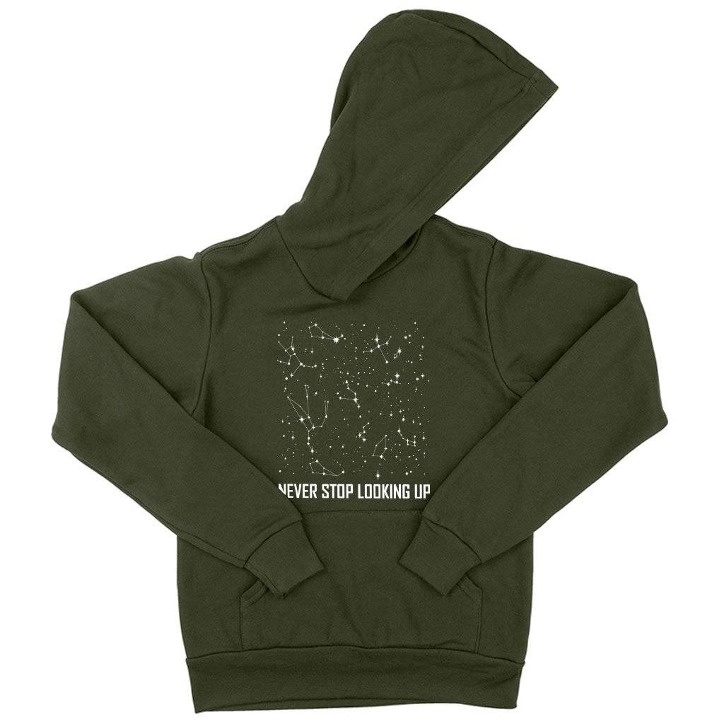 60114-e38a0c.jpeg Kids' Sponge Fleece Never Stop Looking Up Hoodie - Constellation Hoodie - Stars Hoodie Kids & Baby Kids' Clothing Color : Military Green|Dark Gray Heather|Black