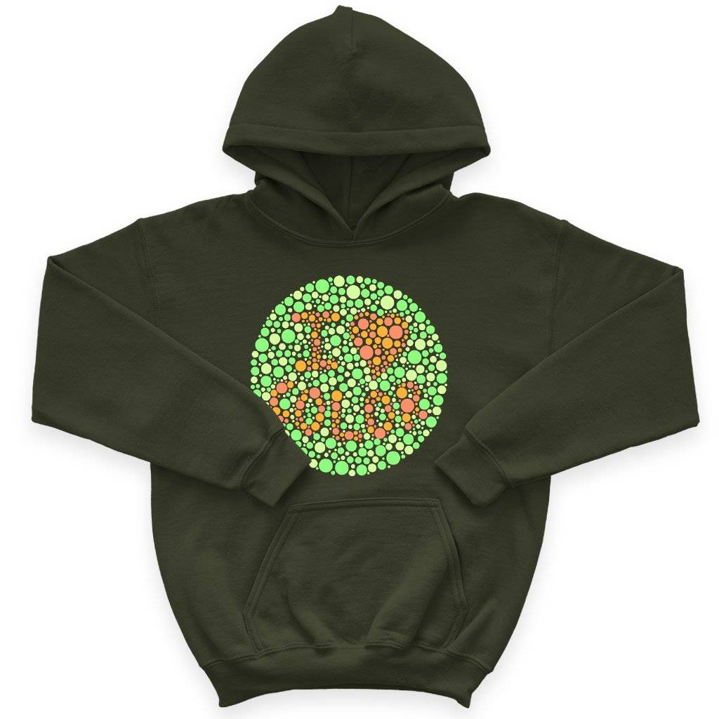 60115-1b5c7f.jpeg Kids' Sponge Fleece I Love Color Hoodie - Color Blind Test Hoodie Kids & Baby Kids' Clothing Color : Military Green|Black|Athletic Heather