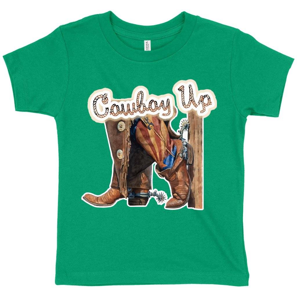 60286-05cab3.jpeg Toddler Cowboy Up T-Shirt - Vintage Tee Shirts Kids & Baby Toddler Clothing Color : Kelly|Heather Yellow Gold|Heather Columbia Blue