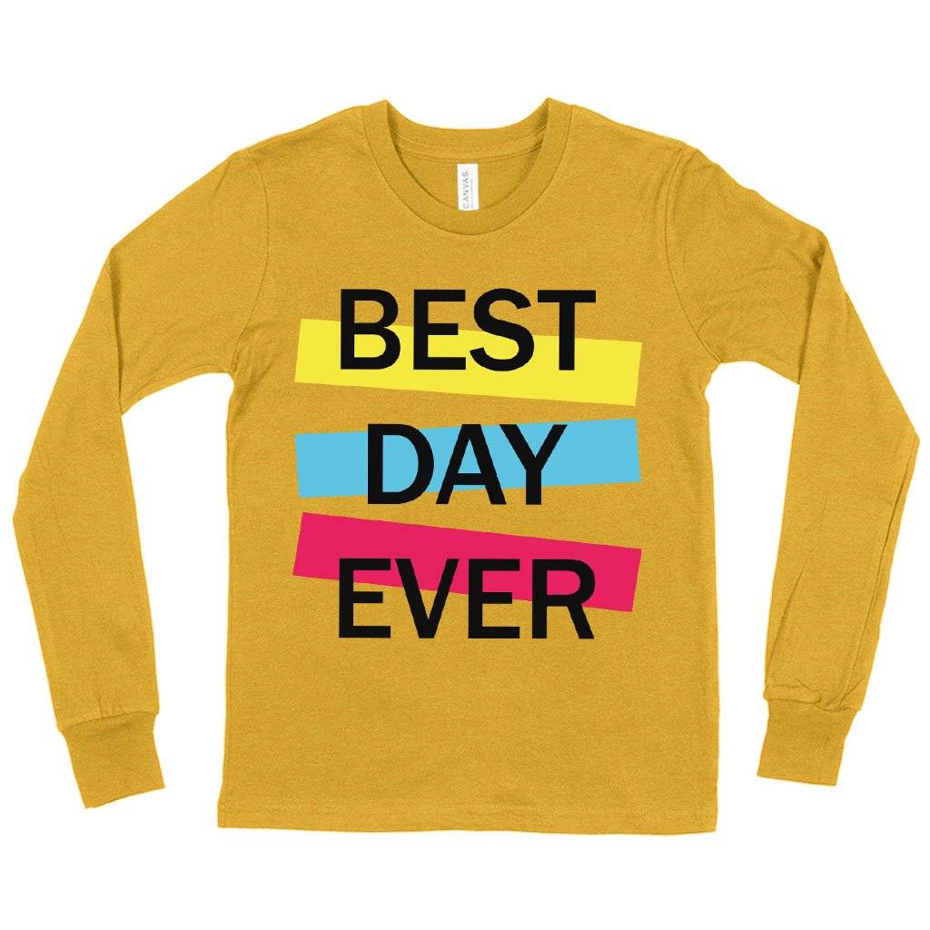 60702-cd998f.jpeg Kids' Best Day Ever Long Sleeve T-Shirt - Graphic Tee Shirts Kids & Baby Kids' Clothing Color : White|Heather Yellow Gold|Black