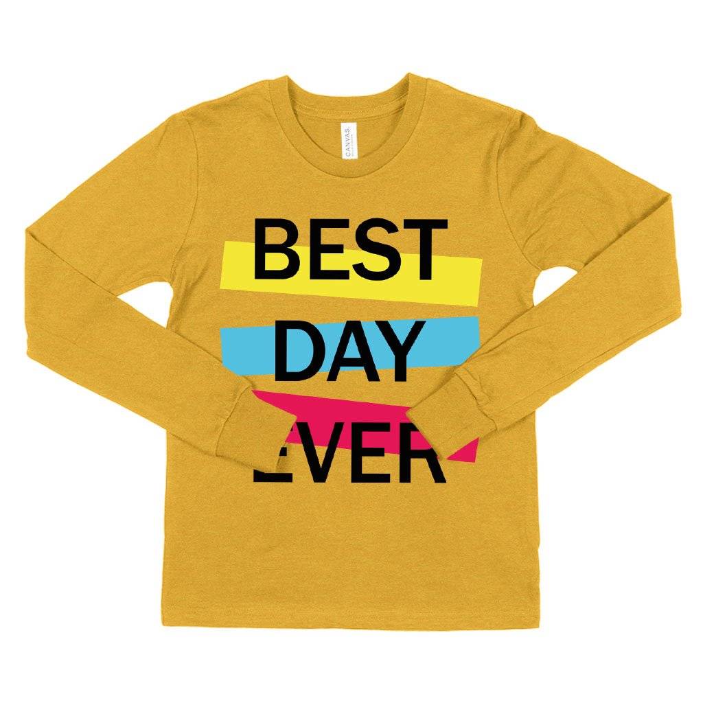60702-ec5bda.jpeg Kids' Best Day Ever Long Sleeve T-Shirt - Graphic Tee Shirts Kids & Baby Kids' Clothing Color : White|Heather Yellow Gold|Black