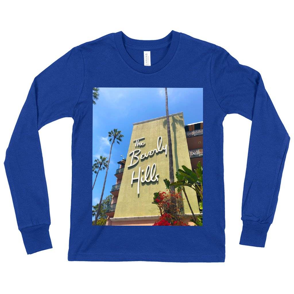 60708-b16ae9.jpeg Kids' Beverly Hills Long Sleeve T-Shirt - 90210 T-Shirt Kids & Baby Kids' Clothing Color : True Royal Blue|Heather Yellow Gold|White