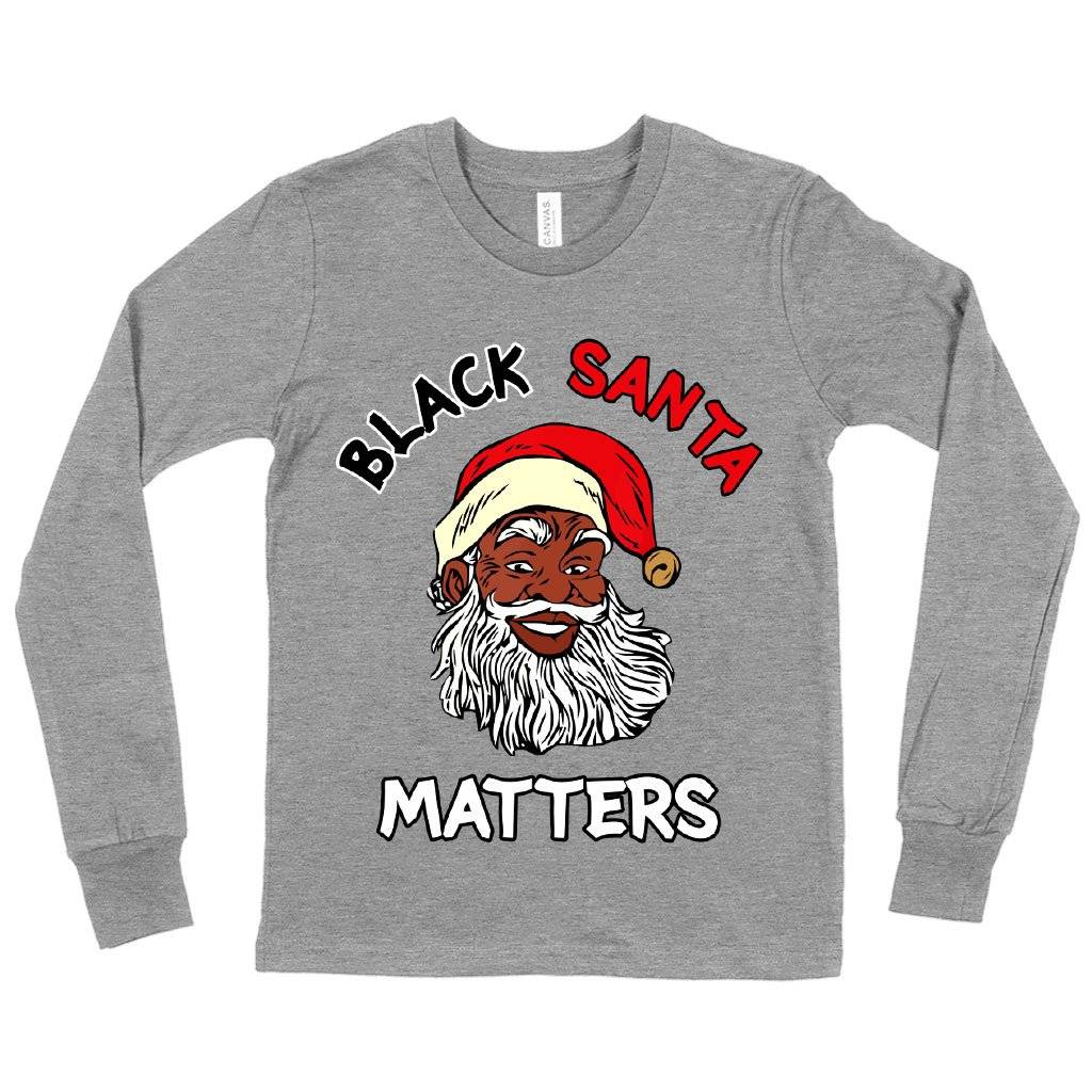 60857-708f06.jpeg Kids' Black Santa Matters Long Sleeve T-Shirt - Black Christmas T-Shirts Kids & Baby Kids' Clothing Color : Heather Yellow Gold|Gray Triblend|White