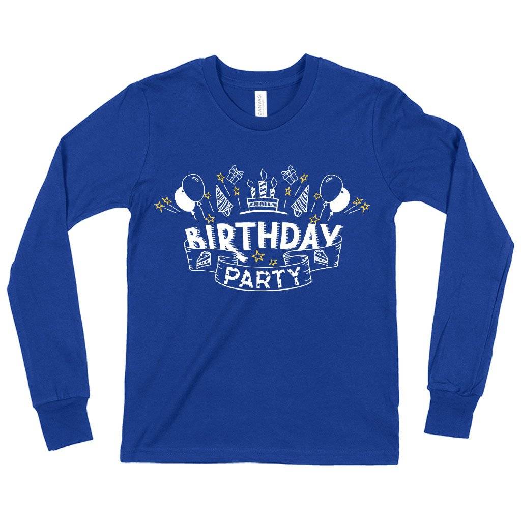 60859-b0bfd7.jpeg Kids' Birthday Party Long Sleeve T-Shirt - Birthday Celebration T-Shirts Kids & Baby Kids' Clothing Color : True Royal Blue|Heather Yellow Gold|Black