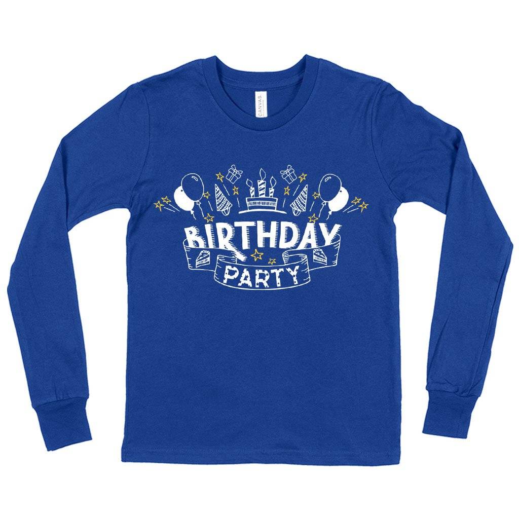 60859-ca3d76.jpeg Kids' Birthday Party Long Sleeve T-Shirt - Birthday Celebration T-Shirts Kids & Baby Kids' Clothing Color : True Royal Blue|Heather Yellow Gold|Black