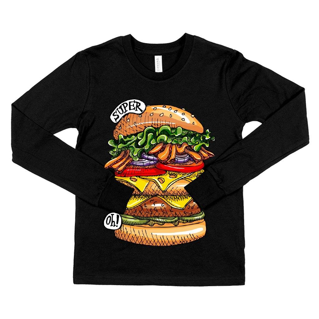 60871-d6b180.jpeg Kids' Burger Long Sleeve T-Shirt - Cool Food T-Shirts Kids & Baby Kids' Clothing Color : True Royal Blue|Gray Triblend|Black