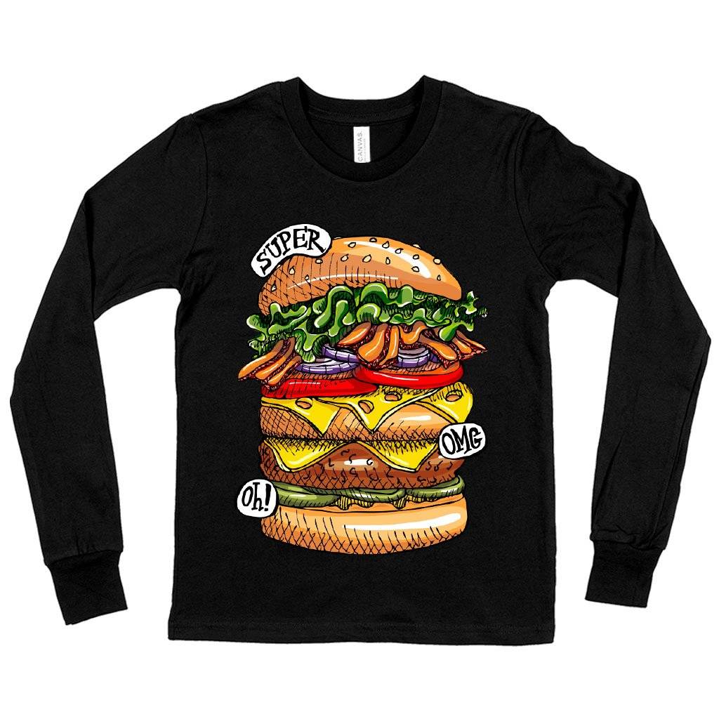 60871-dc62f1.jpeg Kids' Burger Long Sleeve T-Shirt - Cool Food T-Shirts Kids & Baby Kids' Clothing Color : True Royal Blue|Gray Triblend|Black