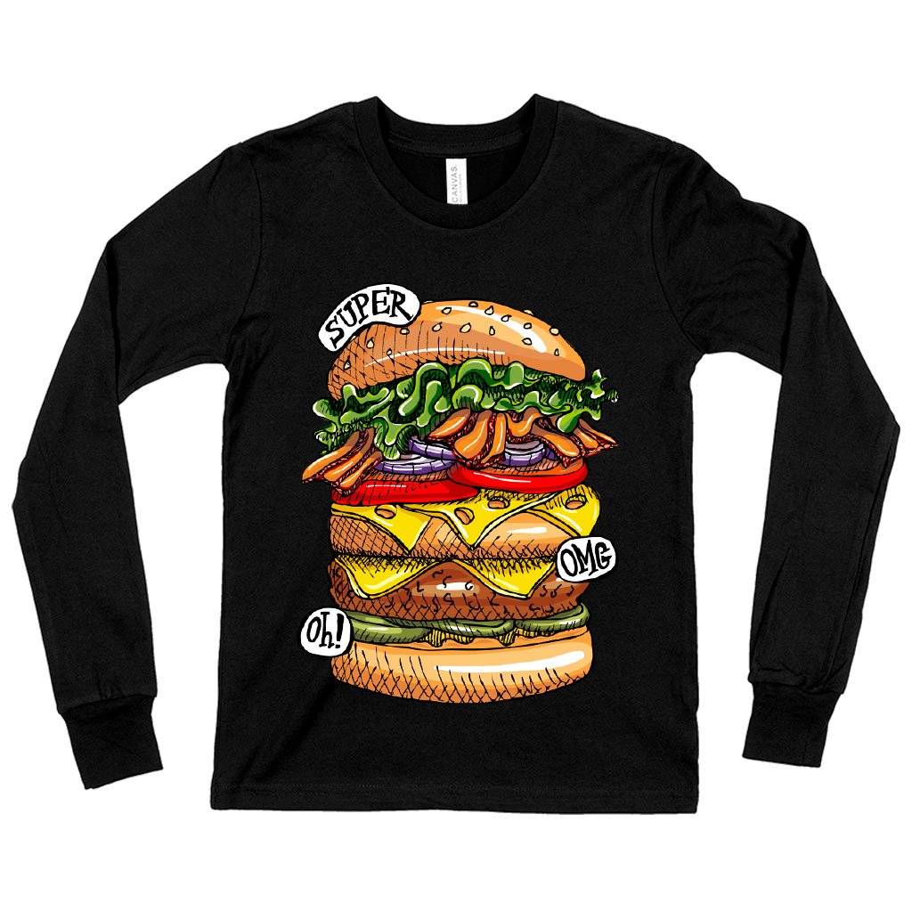 60871-f46cd8.jpeg Kids' Burger Long Sleeve T-Shirt - Cool Food T-Shirts Kids & Baby Kids' Clothing Color : True Royal Blue|Gray Triblend|Black