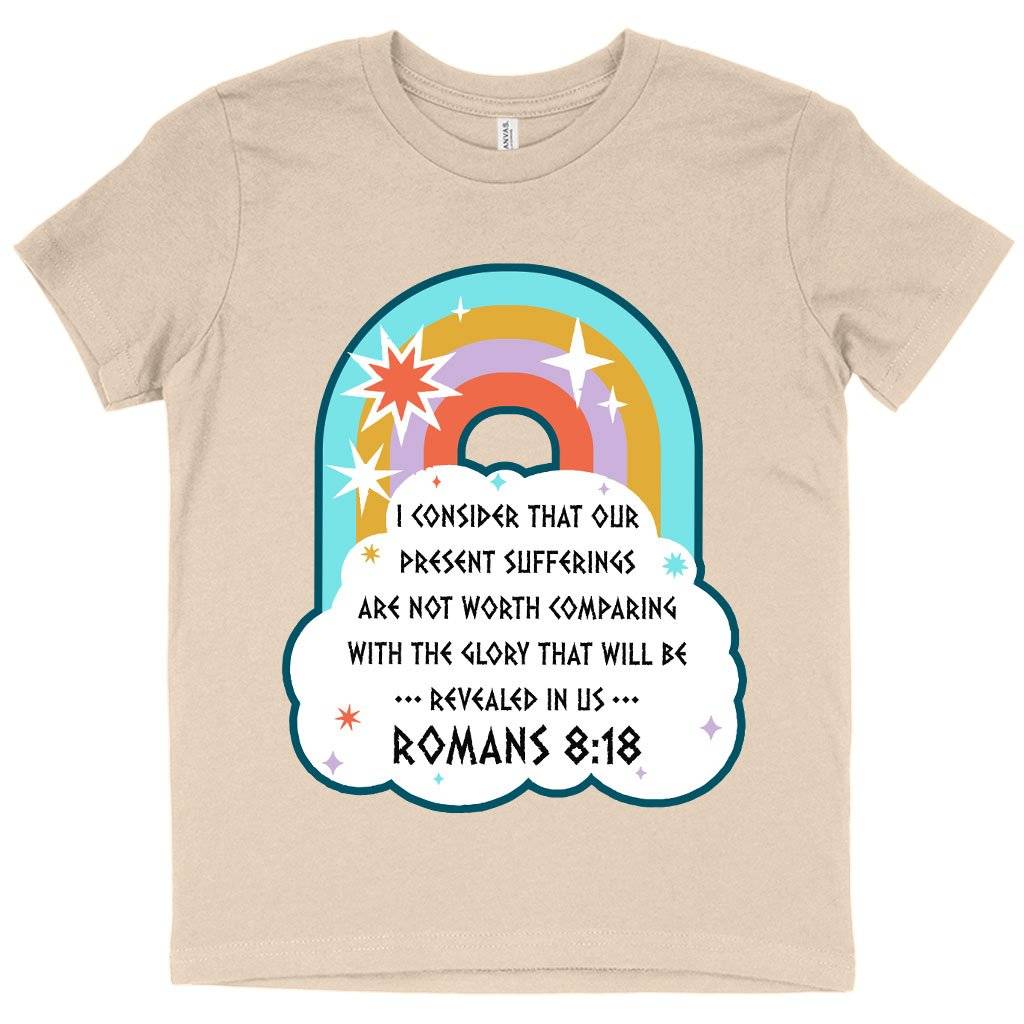 61185-10f76e.jpeg Kids' I Consider That Our Present Sufferings T-Shirt - Bible Verse T-Shirt Design - Bible Verses Christian T-Shirts Kids & Baby Kids' Clothing Color : Columbia Blue|Pink|Natural