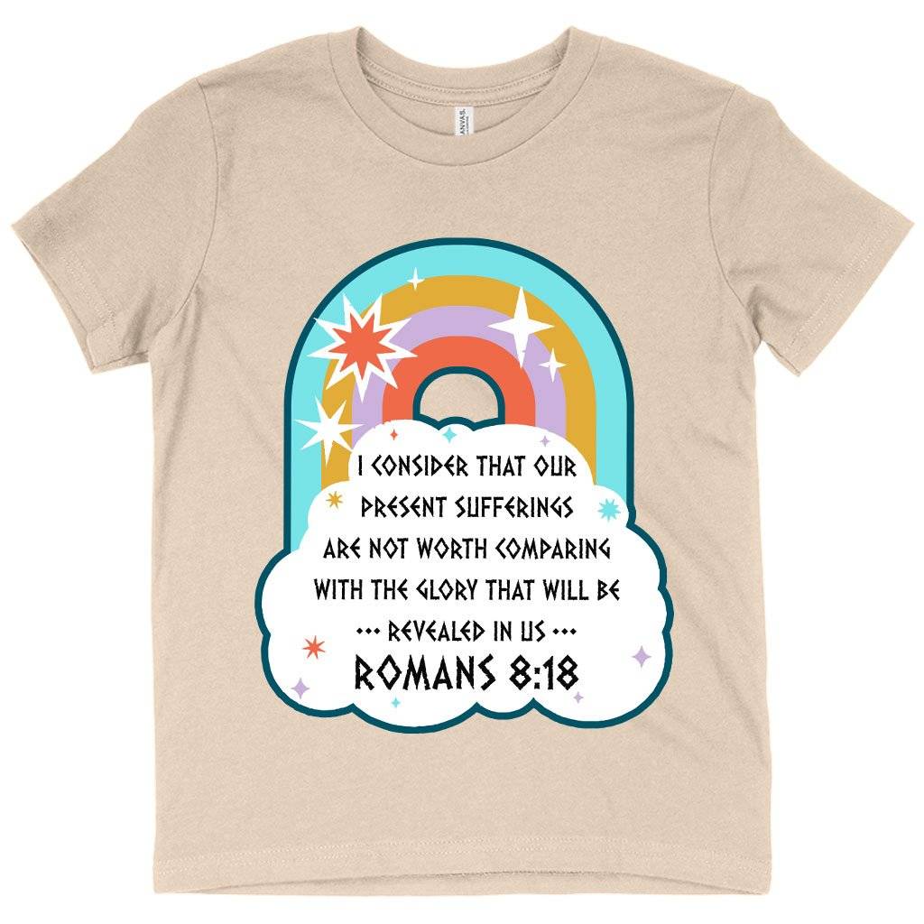 61185-841ce8.jpeg Kids' I Consider That Our Present Sufferings T-Shirt - Bible Verse T-Shirt Design - Bible Verses Christian T-Shirts Kids & Baby Kids' Clothing Color : Columbia Blue|Pink|Natural