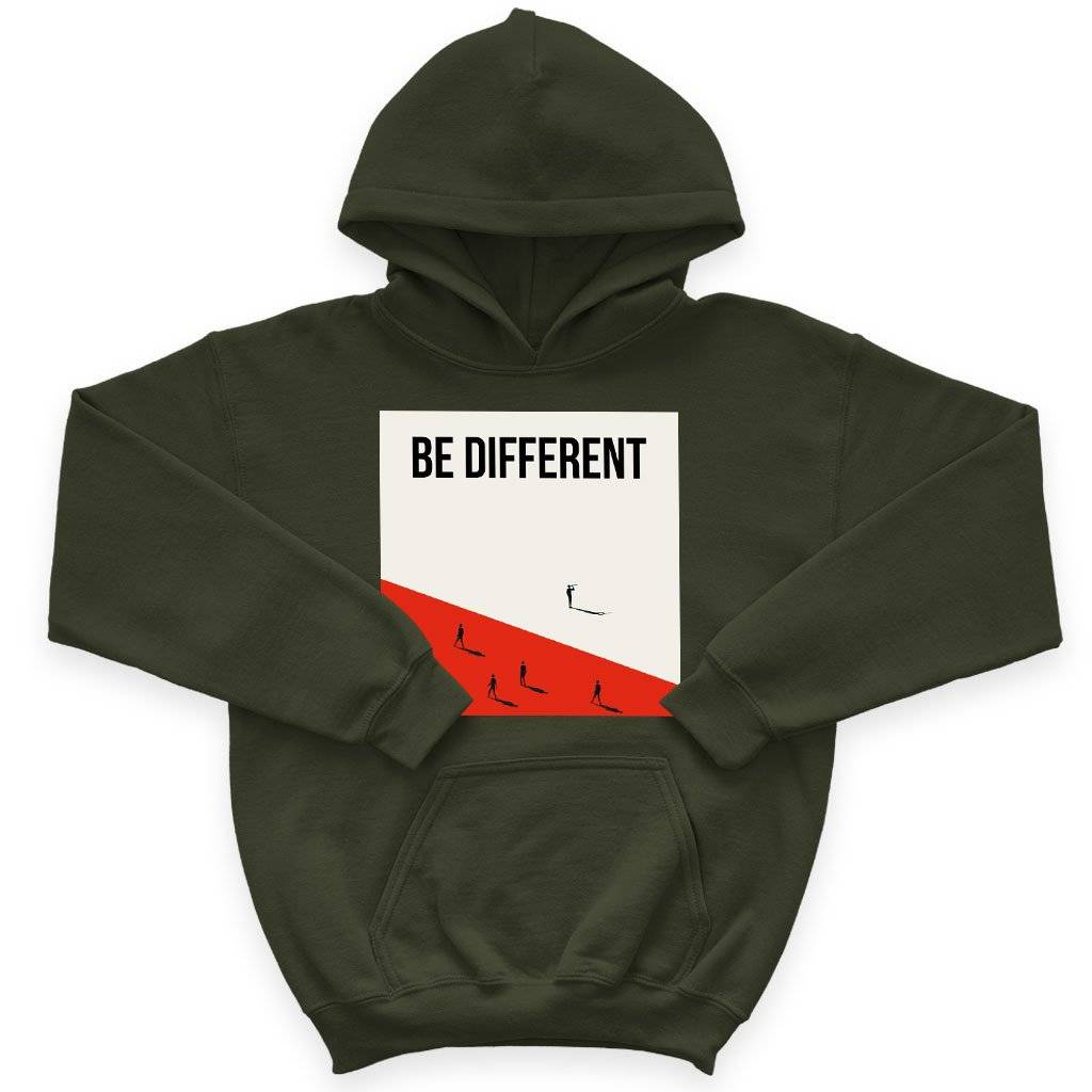 61203-63583b.jpeg Kids' Sponge Fleece Be Different Hoodie - Printed Hoodies Kids & Baby Kids' Clothing Color : Black|Athletic Heather|Military Green