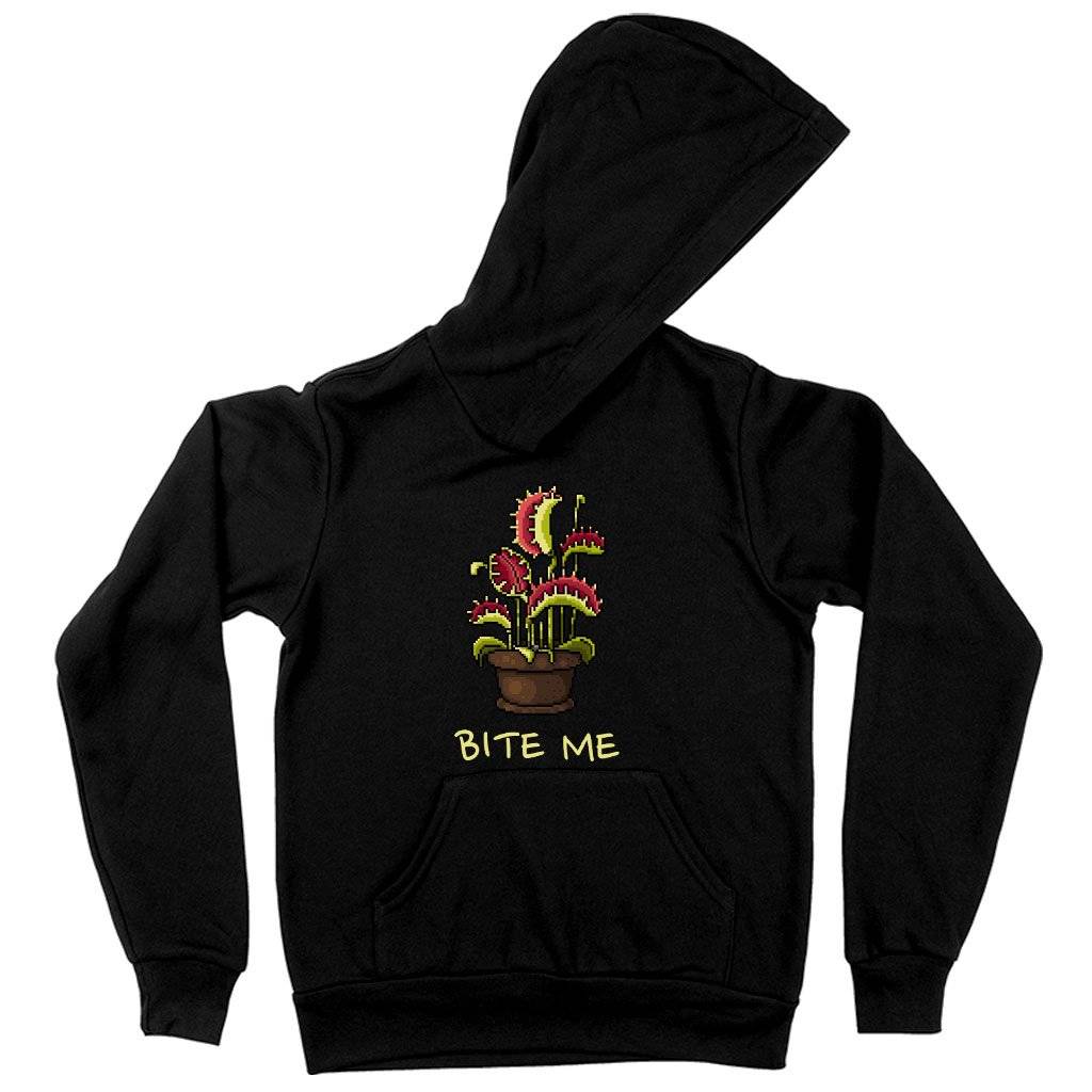 61268-d8345f.jpeg Kids' Sponge Fleece Bite Me Hoodie - Venus Flytrap Hoodie Kids & Baby Kids' Clothing Color : Black|Athletic Heather|Military Green