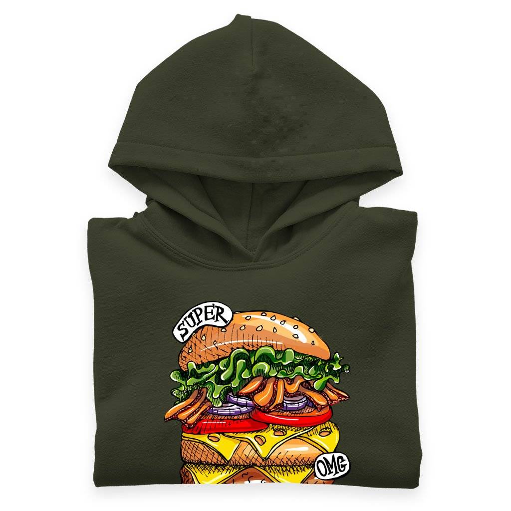 61275-9776dd.jpeg Kids' Sponge Fleece Burger Hoodie - Cool Food Hoodies Kids & Baby Kids' Clothing Color : Athletic Heather|Dark Gray Heather|Military Green