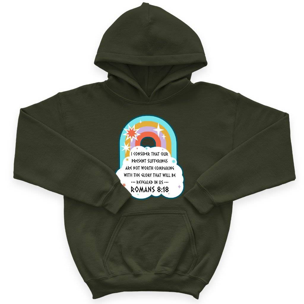 61277-a7b21c.jpeg Kids' Sponge Fleece I Consider That Our Present Sufferings Hoodie - Bible Verse Hoodie Design - Bible Verses Christian Hoodies Kids & Baby Kids' Clothing Color : Mauve|Athletic Heather|Military Green