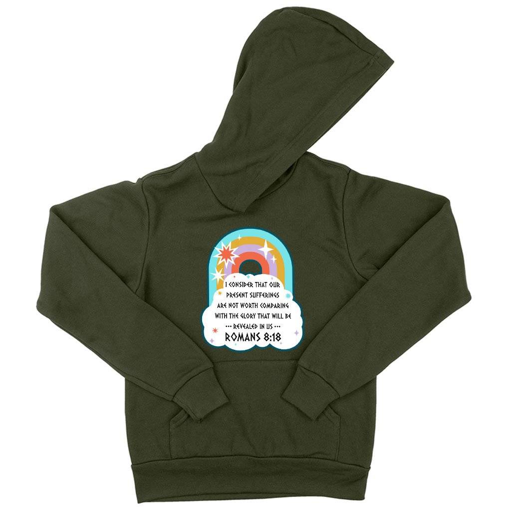 61277-bbe8d3.jpeg Kids' Sponge Fleece I Consider That Our Present Sufferings Hoodie - Bible Verse Hoodie Design - Bible Verses Christian Hoodies Kids & Baby Kids' Clothing Color : Mauve|Athletic Heather|Military Green