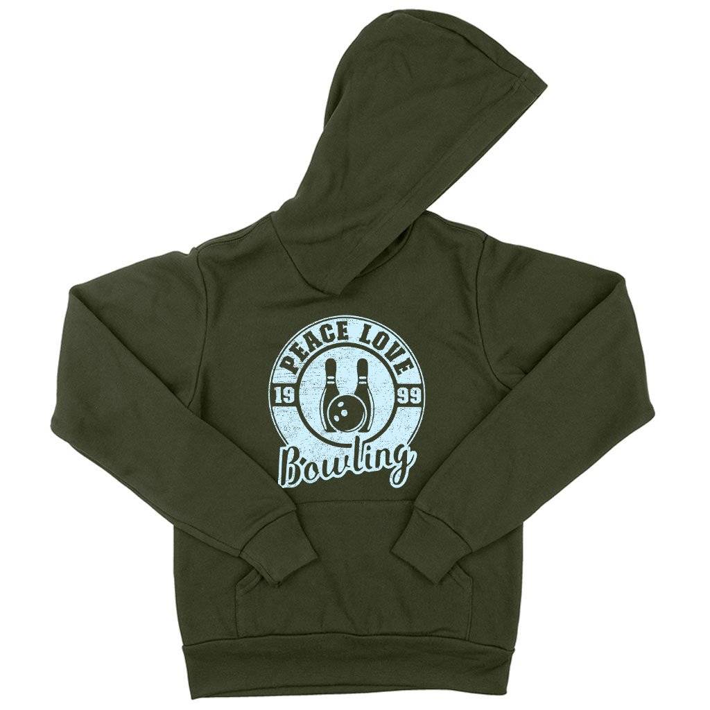 61281-d176ff.jpeg Kids' Sponge Fleece Peace Love Bowling Hoodie - Bowling Hoodie Design - Bowling Themed Hoodies Kids & Baby Kids' Clothing Color : Military Green|Black|Athletic Heather