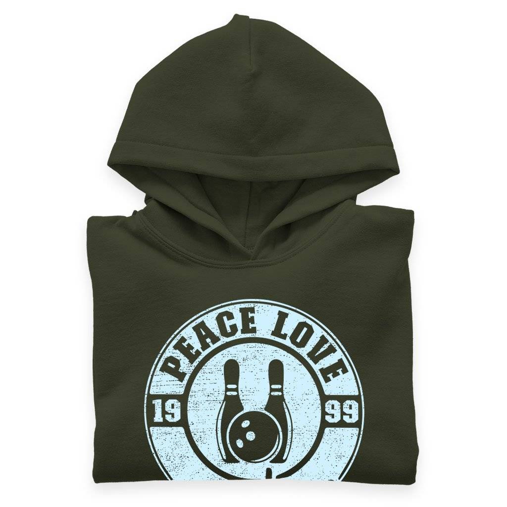 61281-d83b07.jpeg Kids' Sponge Fleece Peace Love Bowling Hoodie - Bowling Hoodie Design - Bowling Themed Hoodies Kids & Baby Kids' Clothing Color : Military Green|Black|Athletic Heather