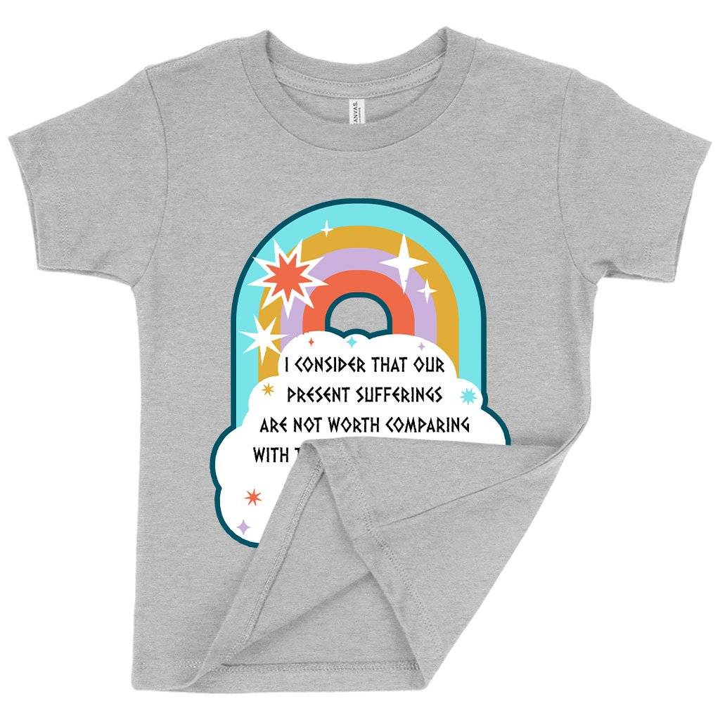 61682-424b02.jpeg Toddler I Consider That Our Present Sufferings T-Shirt - Bible Verse T-Shirt Design - Bible Verses Christian T-Shirts Kids & Baby Toddler Clothing Color : Athletic Heather|Kelly|Heather Red