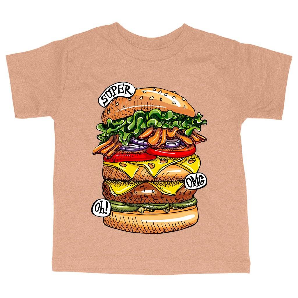 61785-253cb5.jpeg Triblend Toddler Burger T-Shirt - Cool Food T-Shirts Kids & Baby Toddler Clothing Color : Ice Blue Triblend|Peach Triblend|Olive Triblend