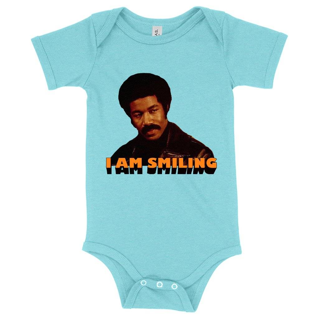 62904-2a0319.jpeg Baby I Am Smiling Onesie - Black Dynamite Funny Onesie Baby Clothing Kids & Baby Color : Peach Triblend|Ice Blue Triblend|Gray Triblend