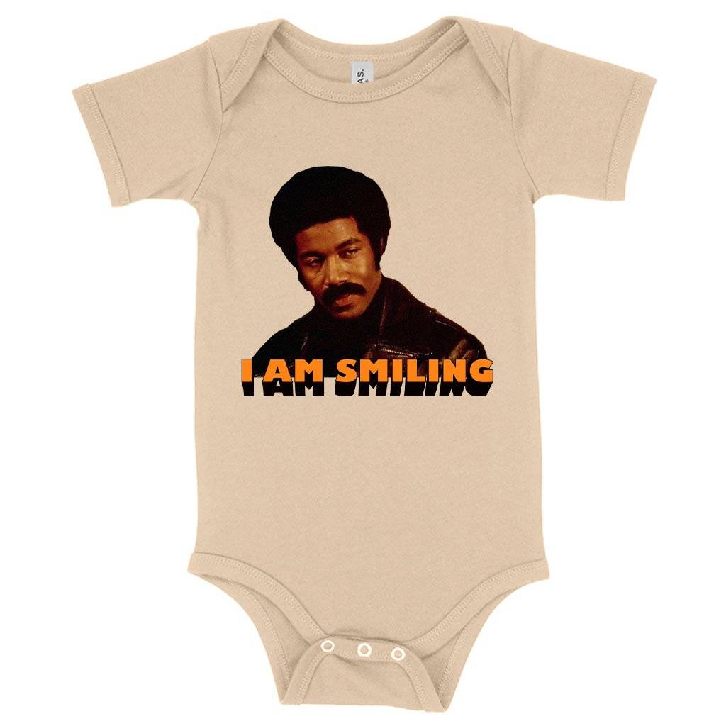 62916-0a7fce.jpeg Baby Jersey I Am Smiling Onesie - Black Dynamite Funny Onesie Baby Clothing Kids & Baby Color : Heather Dust|Yellow|White