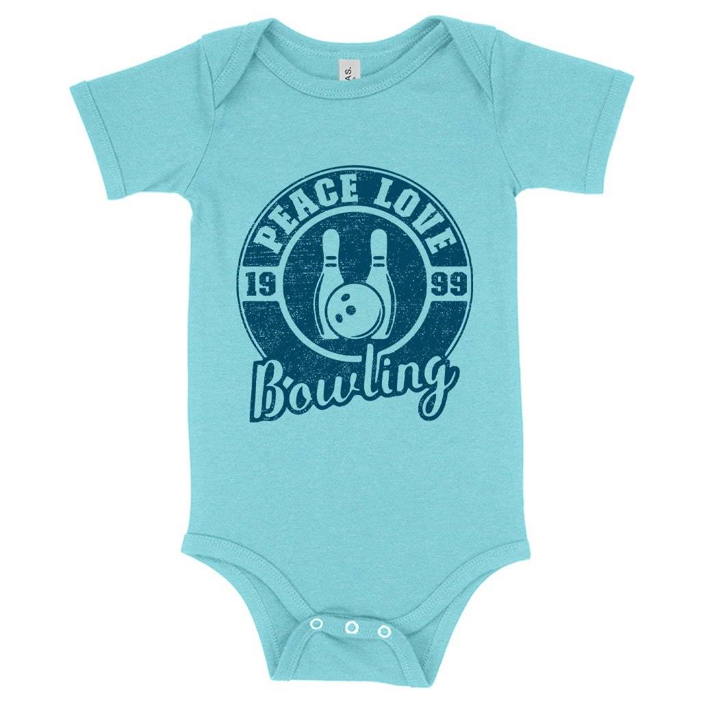 62922-04cab2.jpeg Baby Peace Love Bowling Onesie - Bowling Onesie Design - Bowling Themed Onesies Baby Clothing Kids & Baby Color : Gray Triblend|Peach Triblend|Ice Blue Triblend
