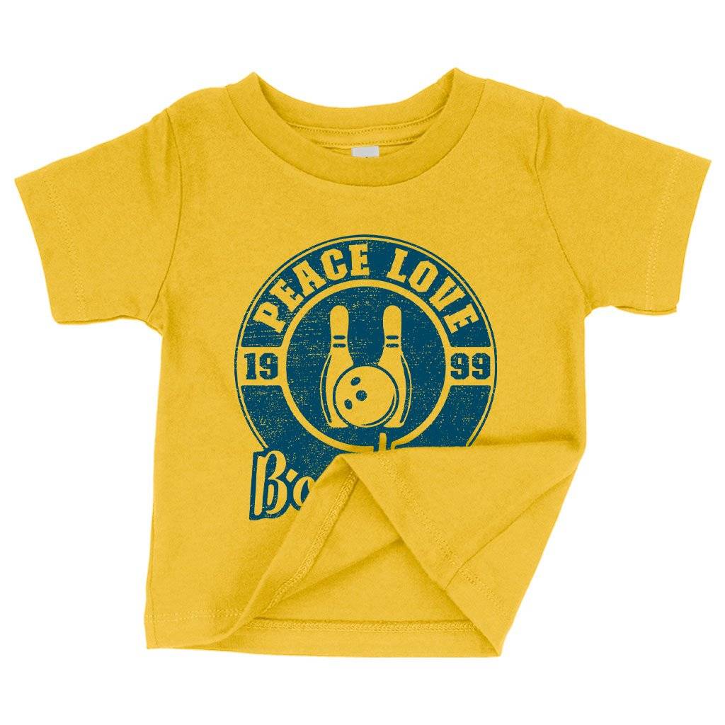 62923-d4579c.jpeg Baby Peace Love Bowling T-Shirt - Bowling T-Shirt Design - Bowling Themed T-Shirts Baby Clothing Kids & Baby Color : White|Heather Columbia Blue|Yellow