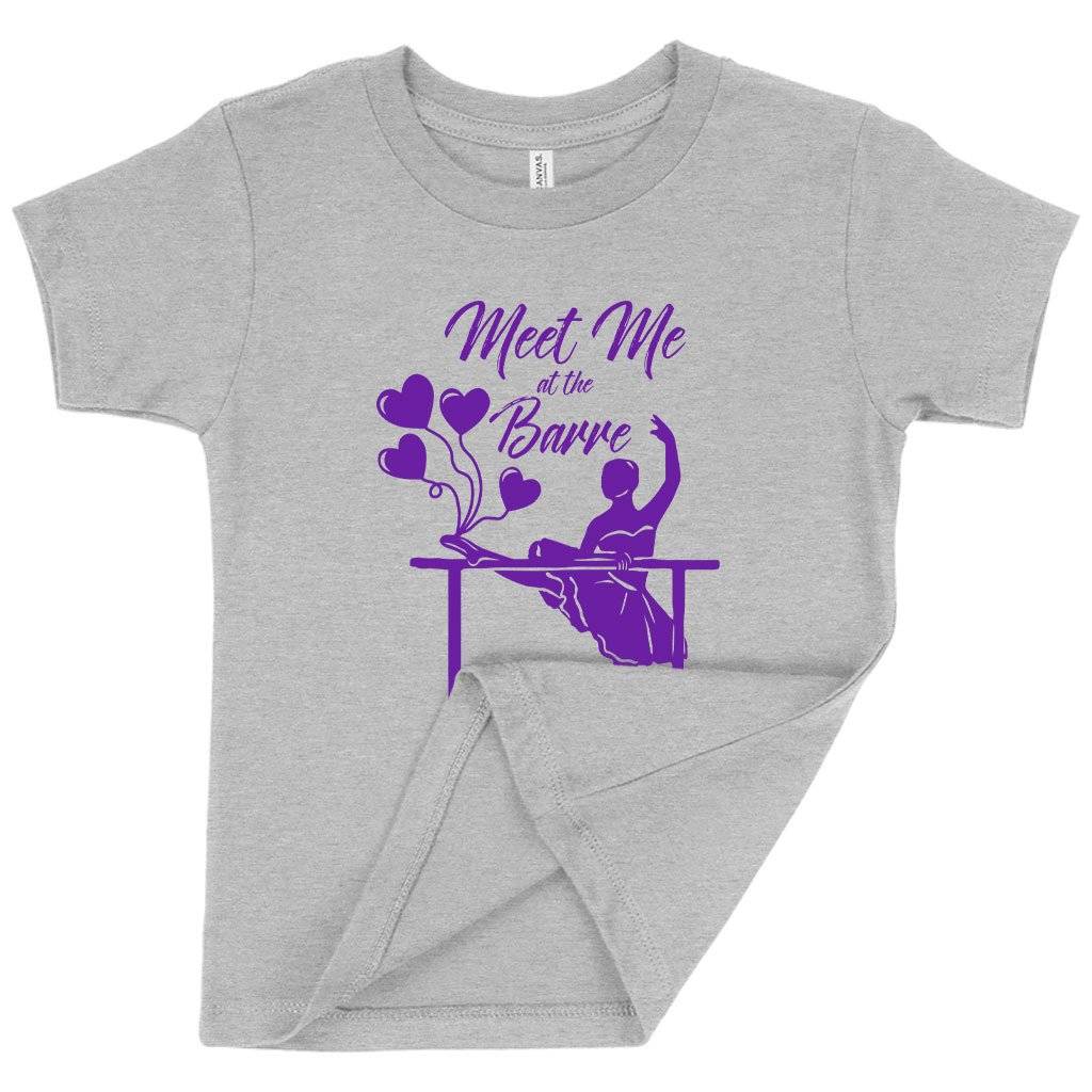 63018-0696ac.jpeg Toddler Meet Me at the Barre T-Shirt - Barre T-Shirts - Ballet T-Shirts Kids & Baby Toddler Clothing Color : Athletic Heather|Heather Yellow Gold|Heather Columbia Blue