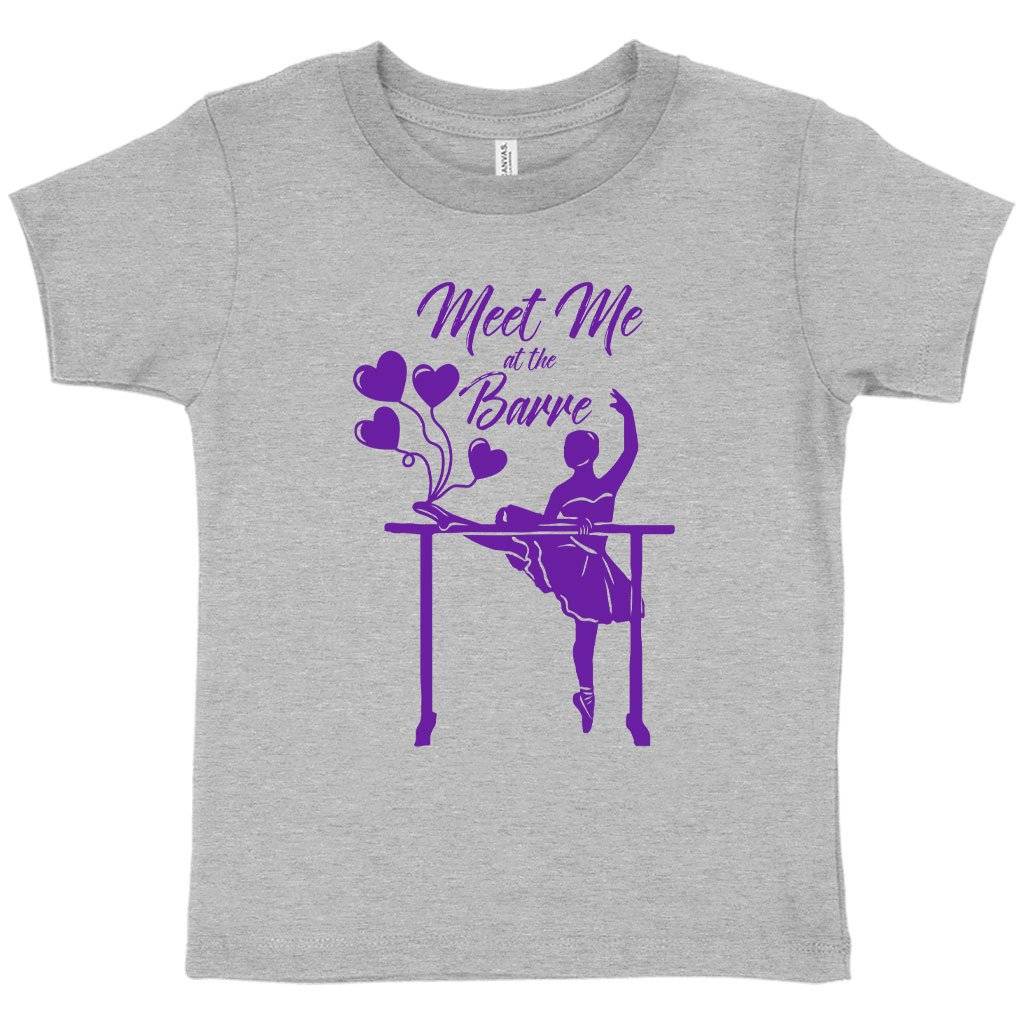 63018-f4cc0f.jpeg Toddler Meet Me at the Barre T-Shirt - Barre T-Shirts - Ballet T-Shirts Kids & Baby Toddler Clothing Color : Athletic Heather|Heather Yellow Gold|Heather Columbia Blue