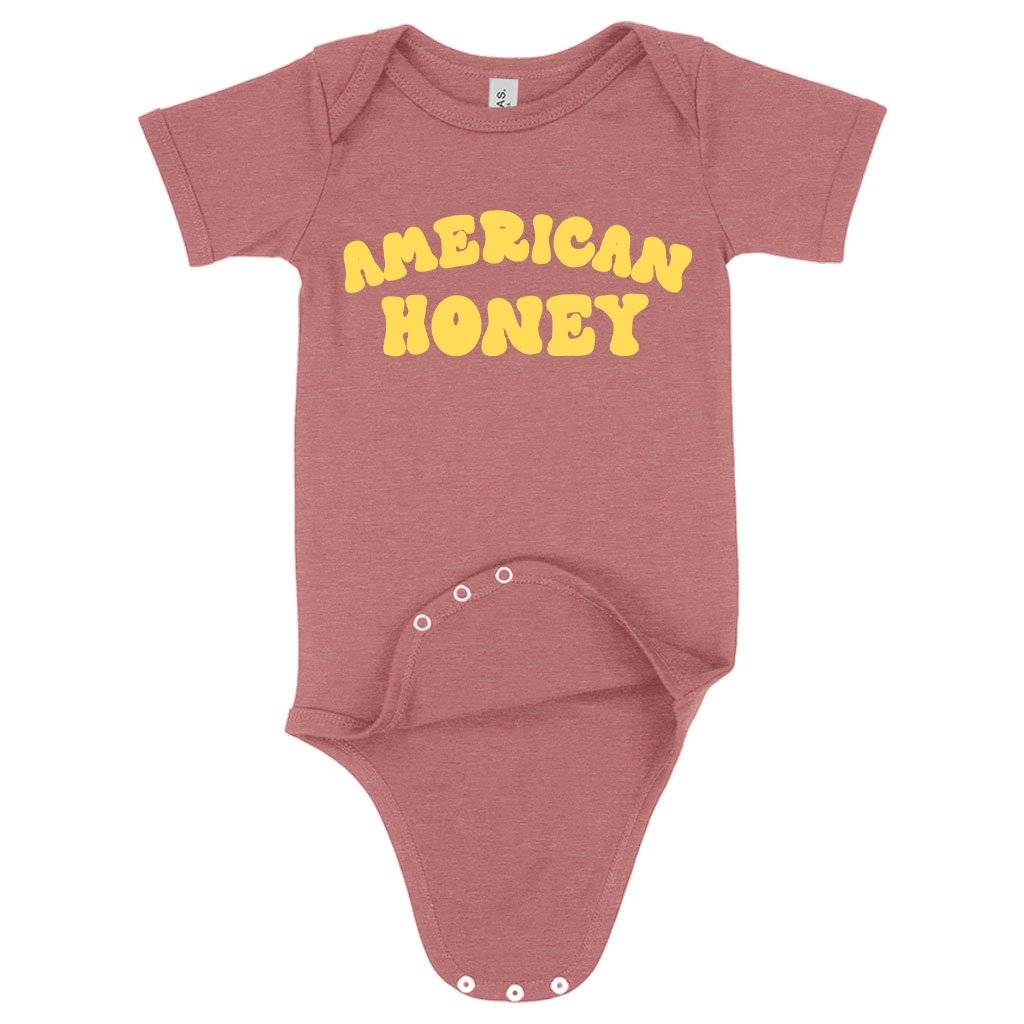63406-3c4325.jpeg Baby American Honey Onesie - Graphic Onesie Baby Clothing Kids & Baby Color : Gray Triblend|Peach Triblend|Mauve Triblend