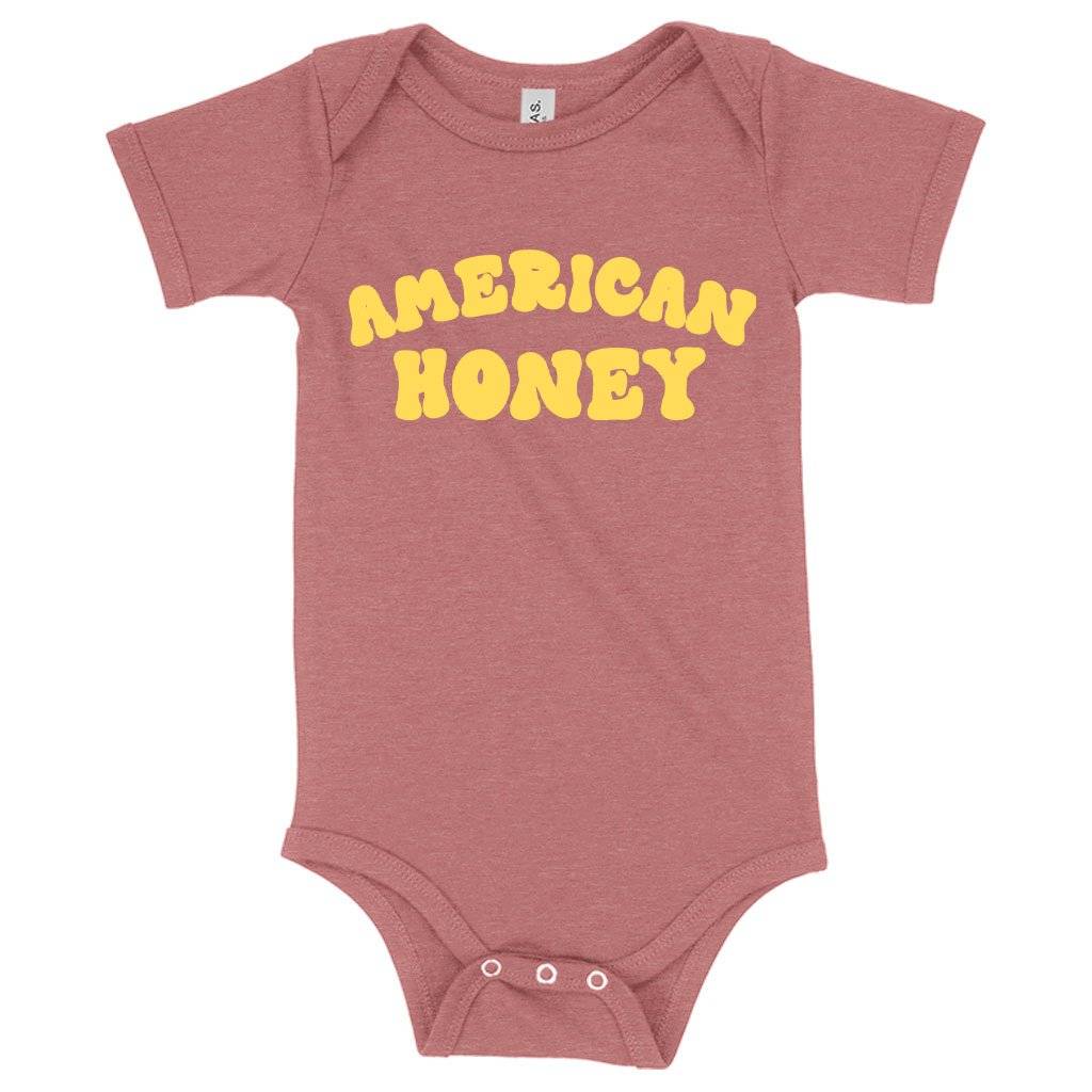 63406-b9e63d.jpeg Baby American Honey Onesie - Graphic Onesie Baby Clothing Kids & Baby Color : Gray Triblend|Peach Triblend|Mauve Triblend