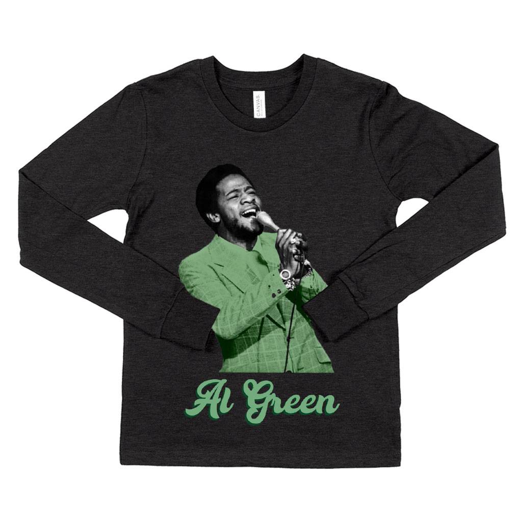 63923-8b08da.jpeg Kids' Al Green Long Sleeve T-Shirt - 70's Retro Style T-Shirt Kids & Baby Kids' Clothing Color : Heather Yellow Gold|Gray Triblend|Dark Gray Heather