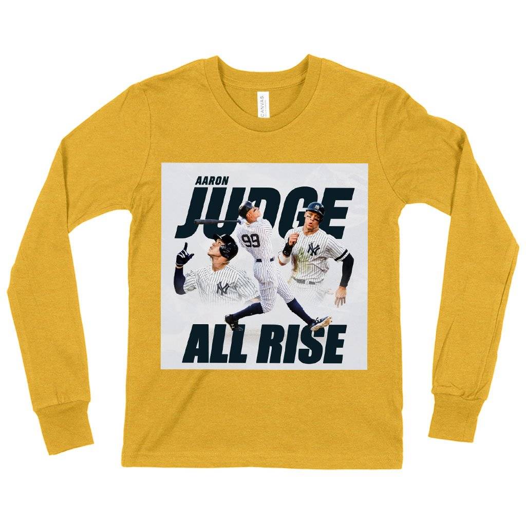 63927-53f883.jpeg Kids' All Rise Long Sleeve T-Shirt - Aaron Judge T-Shirt - Fanatics Aaron Judge Kids & Baby Kids' Clothing Color : White|Black|Heather Yellow Gold