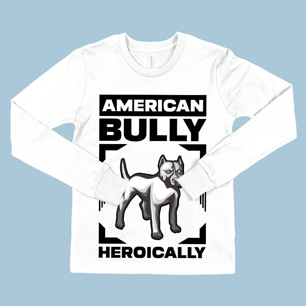 63930-ee284d.jpeg Kids' American Bully Heroically Long Sleeve T-Shirt - American Bully T-Shirt - Dog T-Shirts Kids & Baby Kids' Clothing Color : White|Heather Yellow Gold|Black