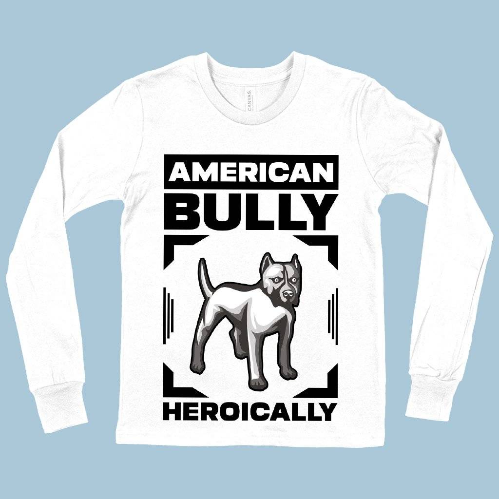 63930-fb8daf.jpeg Kids' American Bully Heroically Long Sleeve T-Shirt - American Bully T-Shirt - Dog T-Shirts Kids & Baby Kids' Clothing Color : White|Heather Yellow Gold|Black