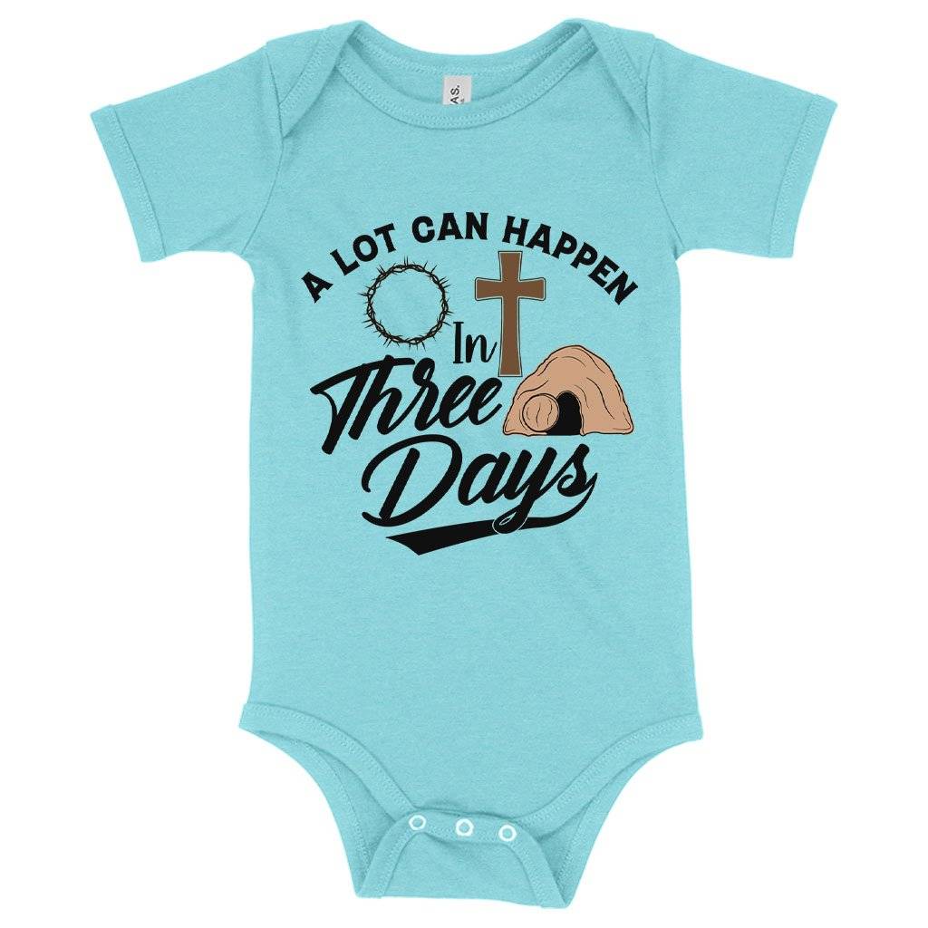 64007-6cd78d.jpeg Baby A Lot Can Happen in 3 Days Onesie - Christian Onesies - Religious Onesies Baby Clothing Kids & Baby Color : Peach Triblend|Ice Blue Triblend|Gray Triblend