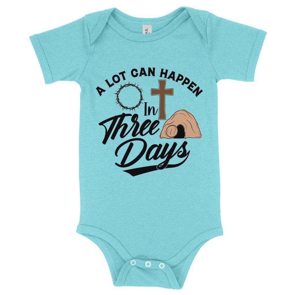 64007-de154f.jpeg Baby A Lot Can Happen in 3 Days Onesie - Christian Onesies - Religious Onesies Baby Clothing Kids & Baby Color : Peach Triblend|Ice Blue Triblend|Gray Triblend