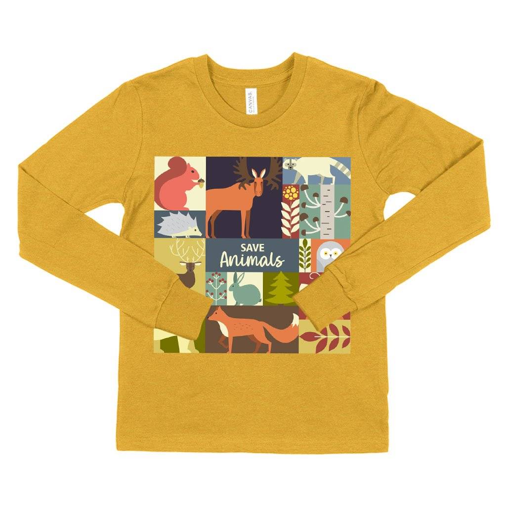 Kids' Save Animals Long Sleeve T-Shirt - Animal Rescue T-Shirts - Animal Lover T-Shirt Kids & Baby Kids' Clothing Color : True Royal Blue|Heather Yellow Gold|Gray Triblend 