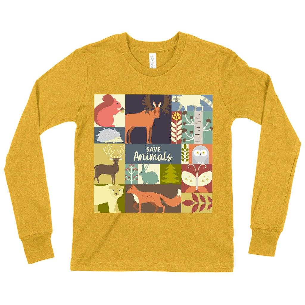 Kids' Save Animals Long Sleeve T-Shirt - Animal Rescue T-Shirts - Animal Lover T-Shirt Kids & Baby Kids' Clothing Color : True Royal Blue|Heather Yellow Gold|Gray Triblend 