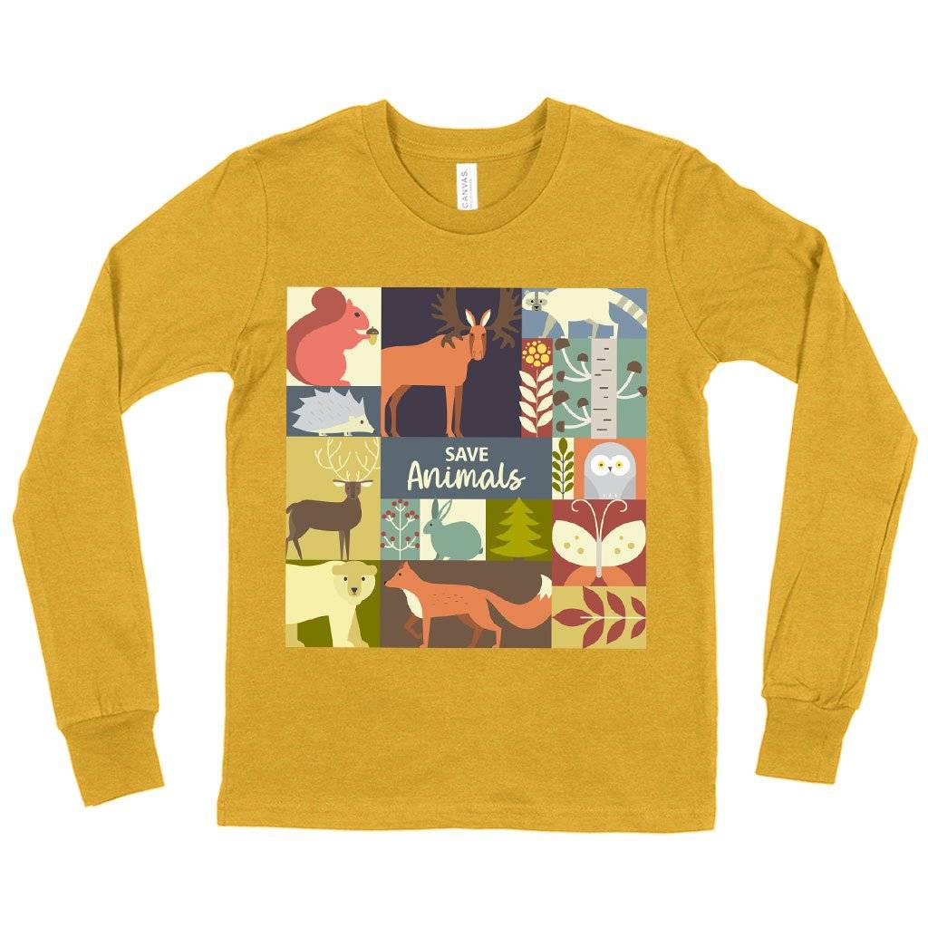 Kids' Save Animals Long Sleeve T-Shirt - Animal Rescue T-Shirts - Animal Lover T-Shirt Kids & Baby Kids' Clothing Color : True Royal Blue|Heather Yellow Gold|Gray Triblend 