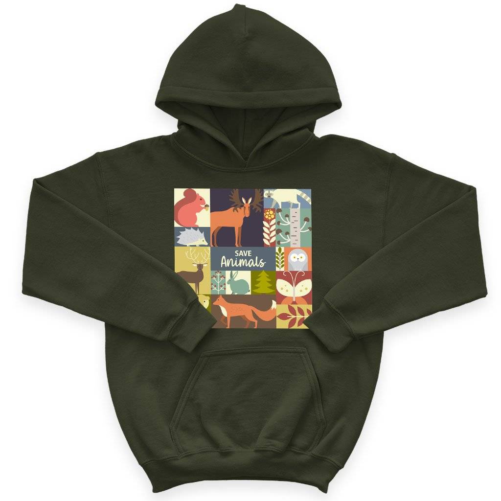 64647-6bed39.jpeg Kids' Sponge Fleece Save Animals Hoodie - Animal Rescue Hoodies - Animal Lover Hoodie Kids & Baby Kids' Clothing Color : Military Green|Mauve|Black