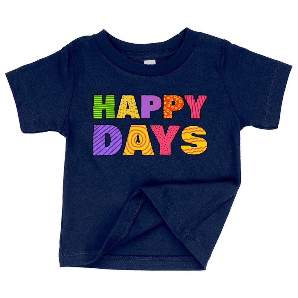 70296-0c085b.jpeg Baby Happy Days T-Shirt - Retro T-Shirt Baby Clothing Kids & Baby Color : Pink|Athletic Heather|Navy