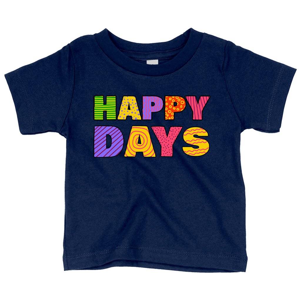 70296-802f63.jpeg Baby Happy Days T-Shirt - Retro T-Shirt Baby Clothing Kids & Baby Color : Pink|Athletic Heather|Navy