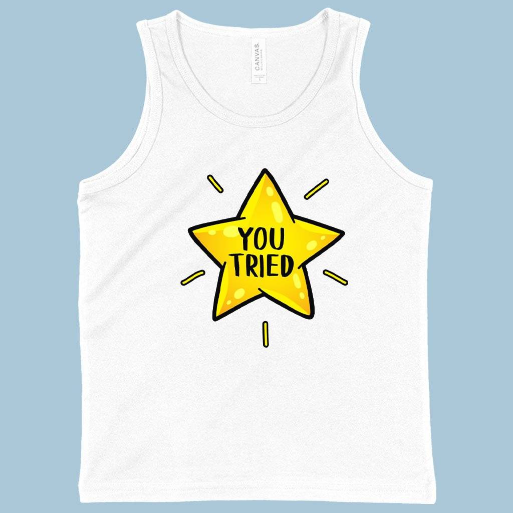 70432-612a85.jpeg Kids' You Tried Tank - Gold Star Tank - Graphic Tank Baby Clothing Kids & Baby Color : White|Neon Pink|Neon Blue