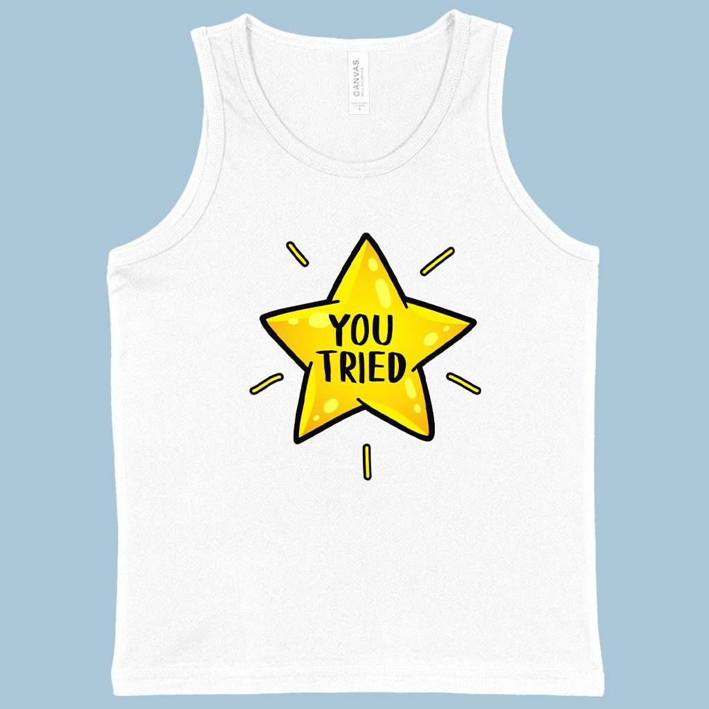 70432-ef664a.jpeg Kids' You Tried Tank - Gold Star Tank - Graphic Tank Baby Clothing Kids & Baby Color : White|Neon Pink|Neon Blue
