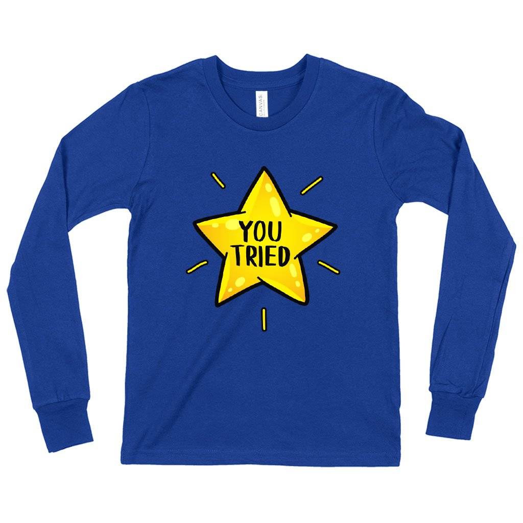 70433-d4132a.jpeg Kids' You Tried Long Sleeve T-Shirt - Gold Star T-Shirt - Graphic T-Shirt Baby Clothing Kids & Baby Color : White|Gray Triblend|True Royal Blue