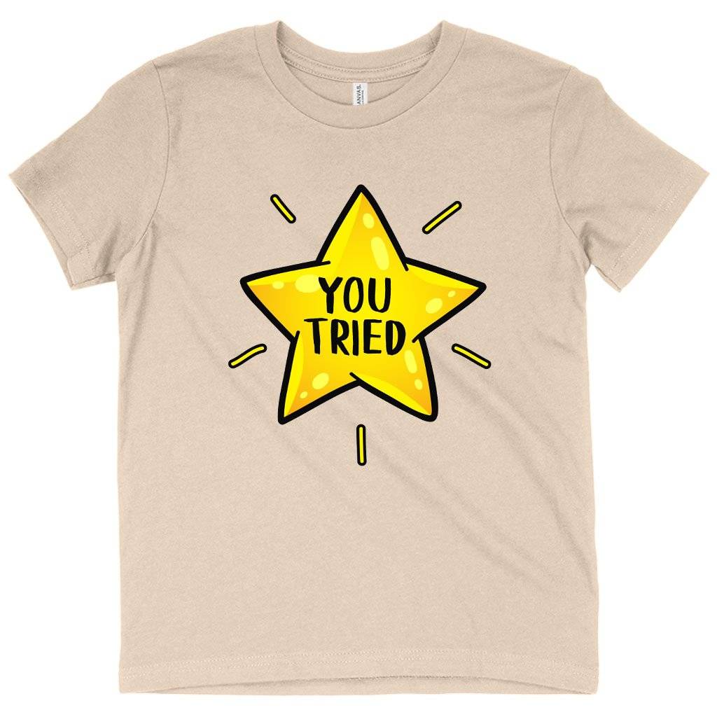 70434-cb692e.jpeg Kids' You Tried T-Shirt - Gold Star T-Shirt - Graphic T-Shirt Baby Clothing Kids & Baby Color : Pink|Mustard|Natural