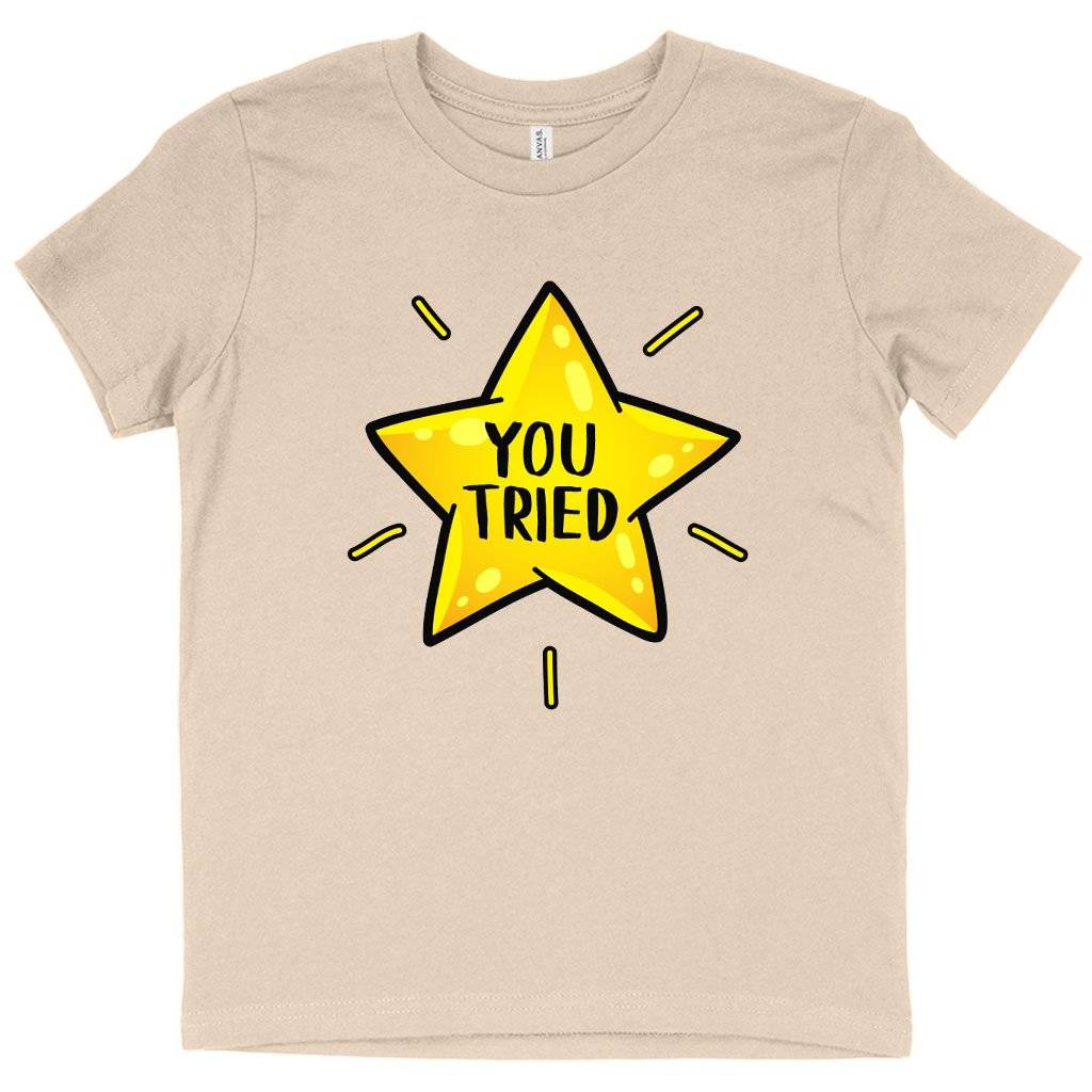 70434-cb9200.jpeg Kids' You Tried T-Shirt - Gold Star T-Shirt - Graphic T-Shirt Baby Clothing Kids & Baby Color : Pink|Mustard|Natural