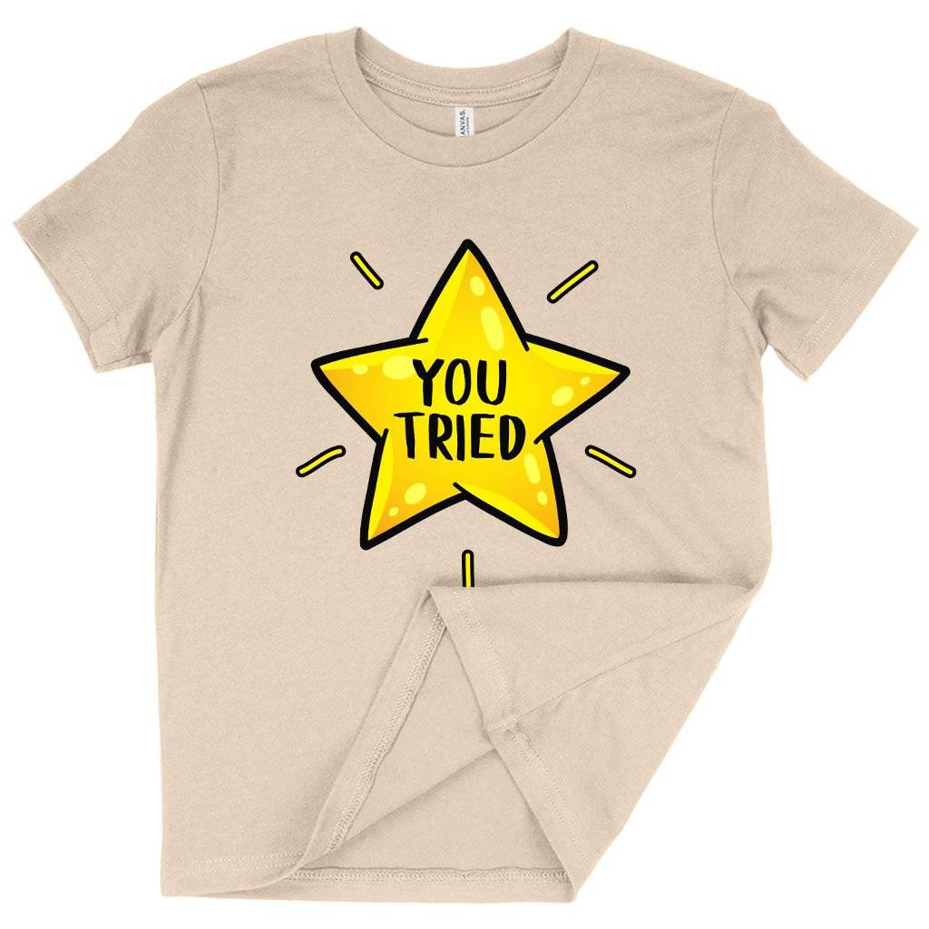70434-d0a024.jpeg Kids' You Tried T-Shirt - Gold Star T-Shirt - Graphic T-Shirt Baby Clothing Kids & Baby Color : Pink|Mustard|Natural